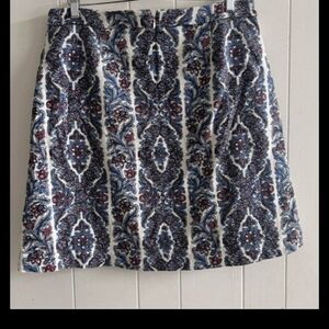 Boden Blue and White Patterned Mini Skirt
